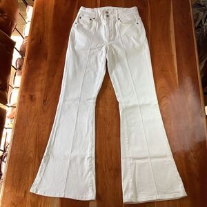 American Eagle Jeans Women Size 4 27X31 Super High Rise Flare White Y2K Stretch